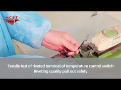 Tensile test of riveted terminal of temperature control switch